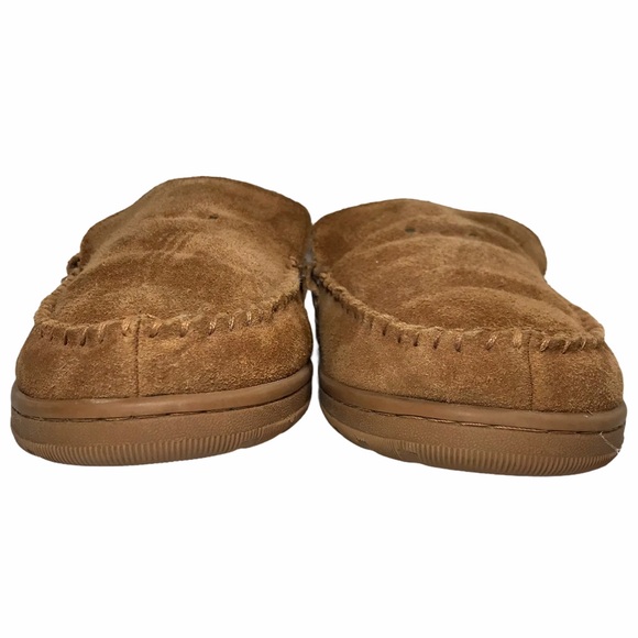 LAMO Chestnut Brown Suede Moccasin Slippers  NO LACINGS Faux Fur Lined US 10 - Picture 7 of 13